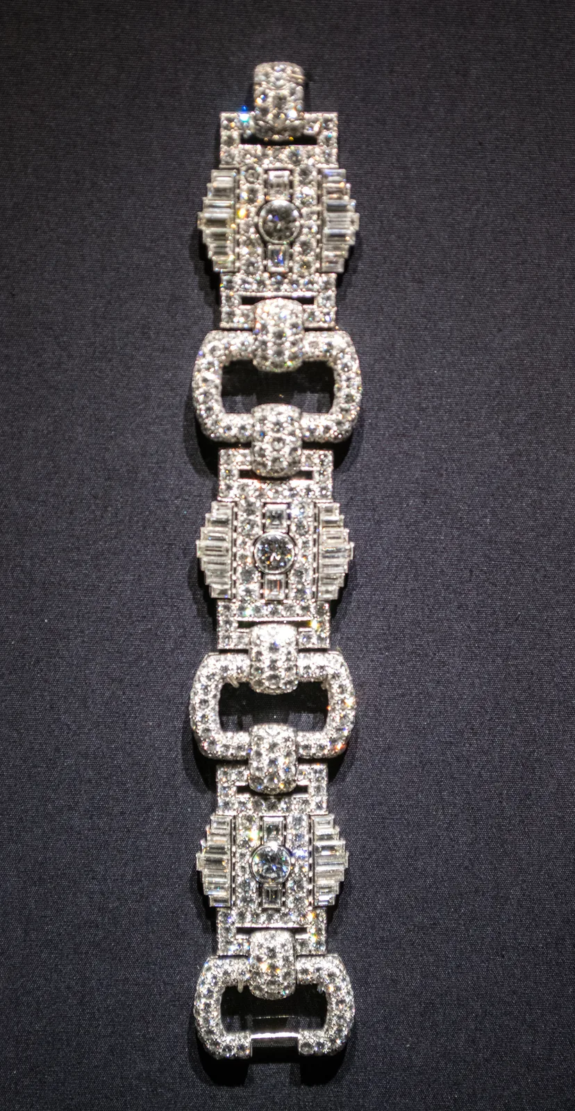 Art Deco Cartier linked diamond bracelet with rectangular and loop links