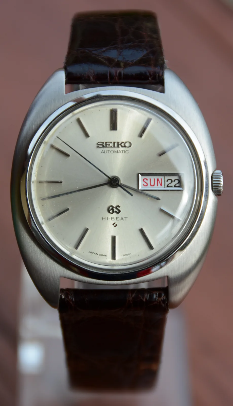 Grand Seiko automatic Hi-Beat with a silver dial and a date, shown off the wrist