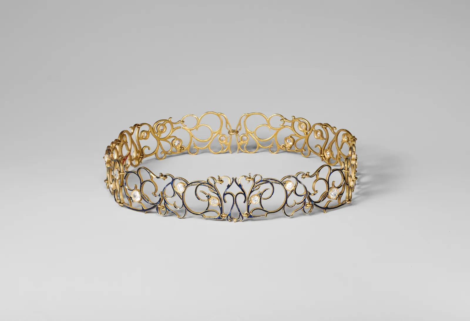 René Lalique gold openwork collaret with enamel outlines and small set stones