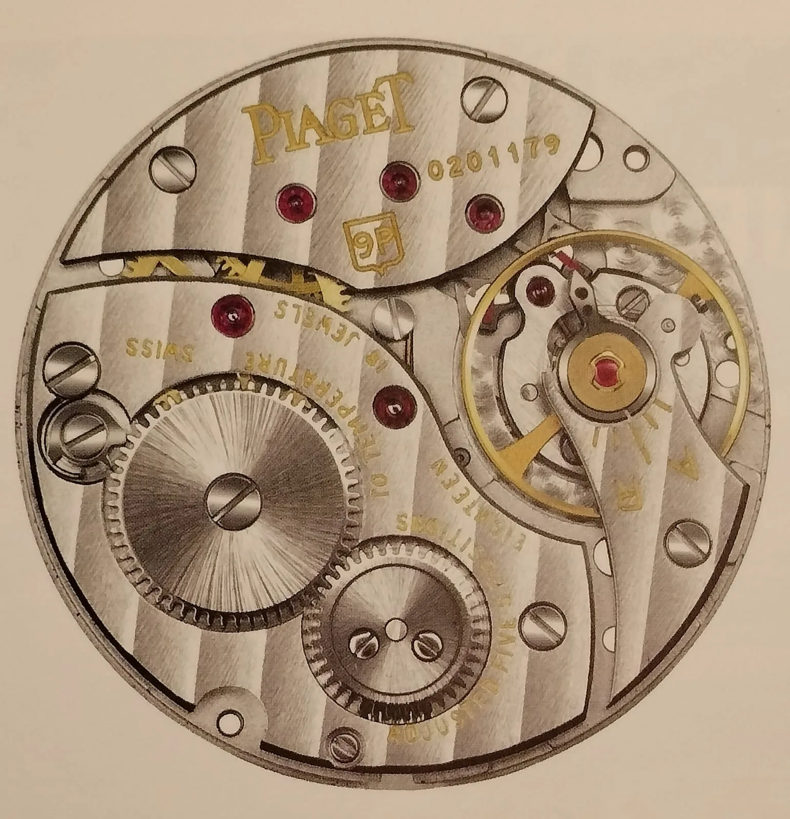 Piaget Calibre 9P ultra-thin manual movement with Geneva stripes and ruby jewels